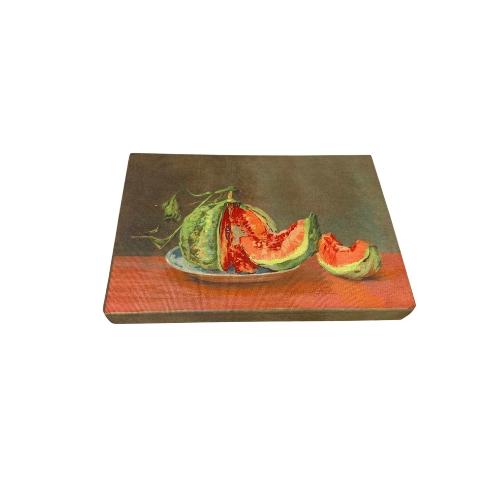 Creative Co-Op Still Life Sliced Melon Canvas Wall Art 8x6 Rustic Kitchen Decor